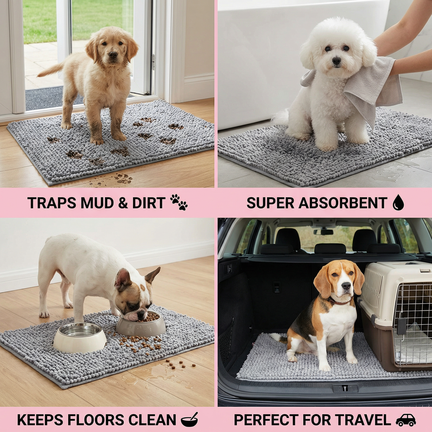 Dog Mud Mat – Super Absorbent, Non-Slip & Washable