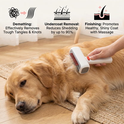 2-in-1 Pet Grooming & Trimming Brush – Dematting & Undercoat Comb for Long & Short Hair