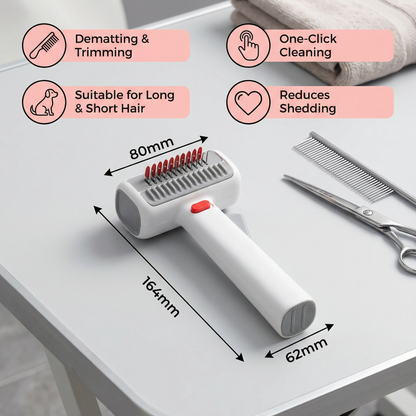 2-in-1 Pet Grooming & Trimming Brush – Dematting & Undercoat Comb for Long & Short Hair