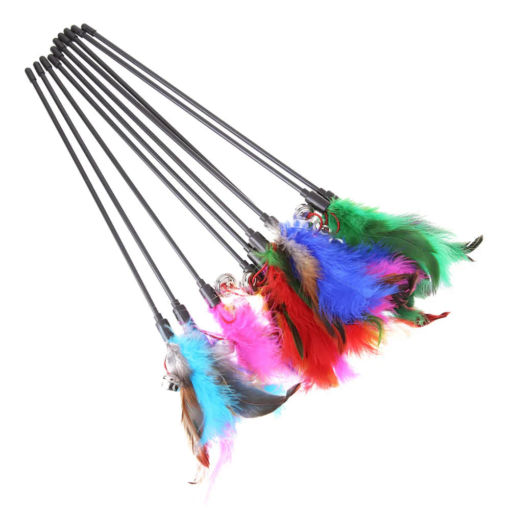 Cat Toy with Colorful Feathers (Set of 5)